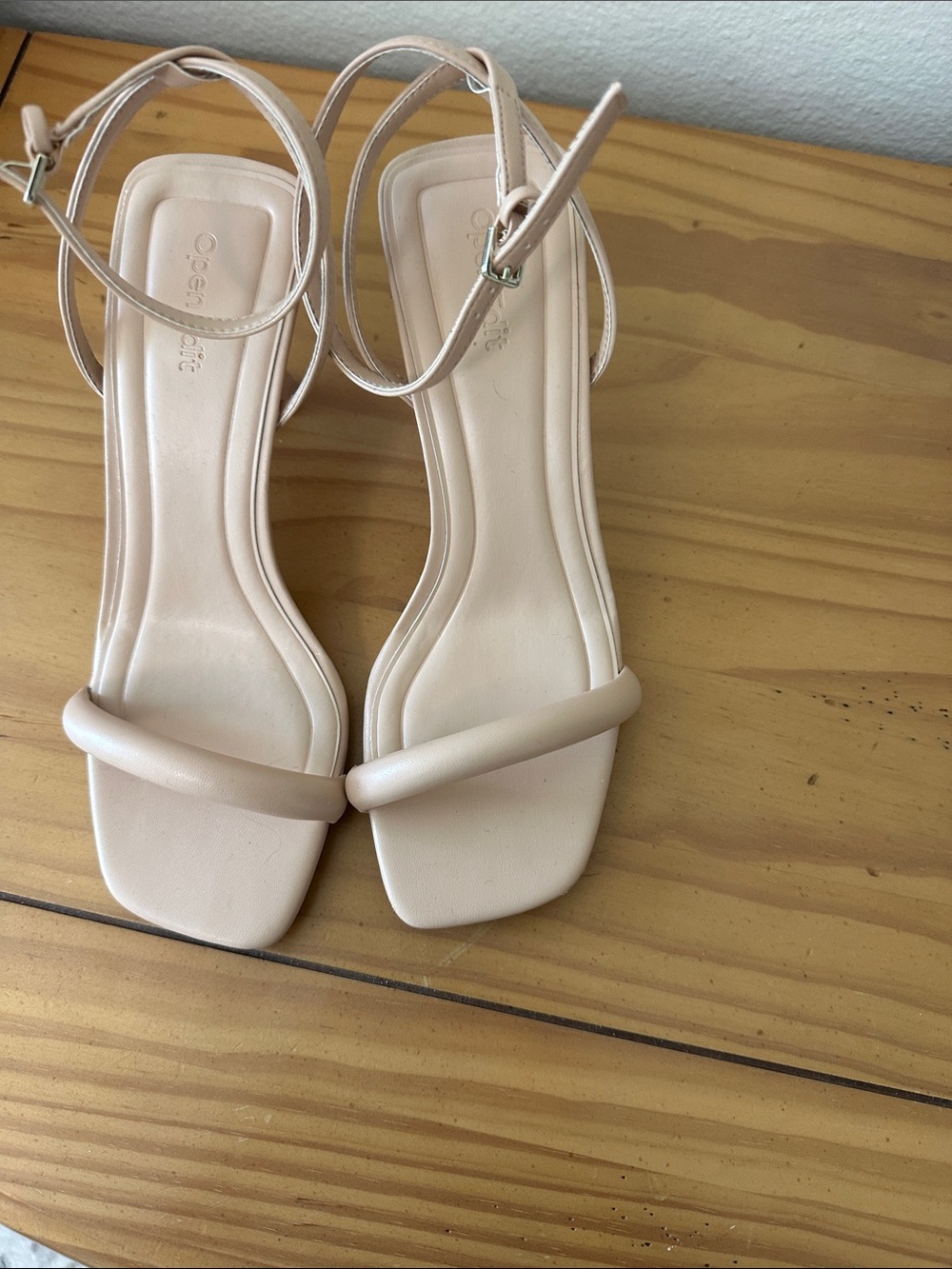 Nude Square-Toe Ankle-Tie High Heel Sandal - Picture 3 of 3